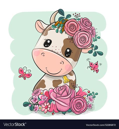 cute cows with flowers|cow with flower clip art.